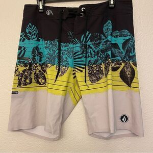 VOLCOM Mens 34" mod-Tech 4-way stretch Board-shorts Surf Swimsuit trunks -32